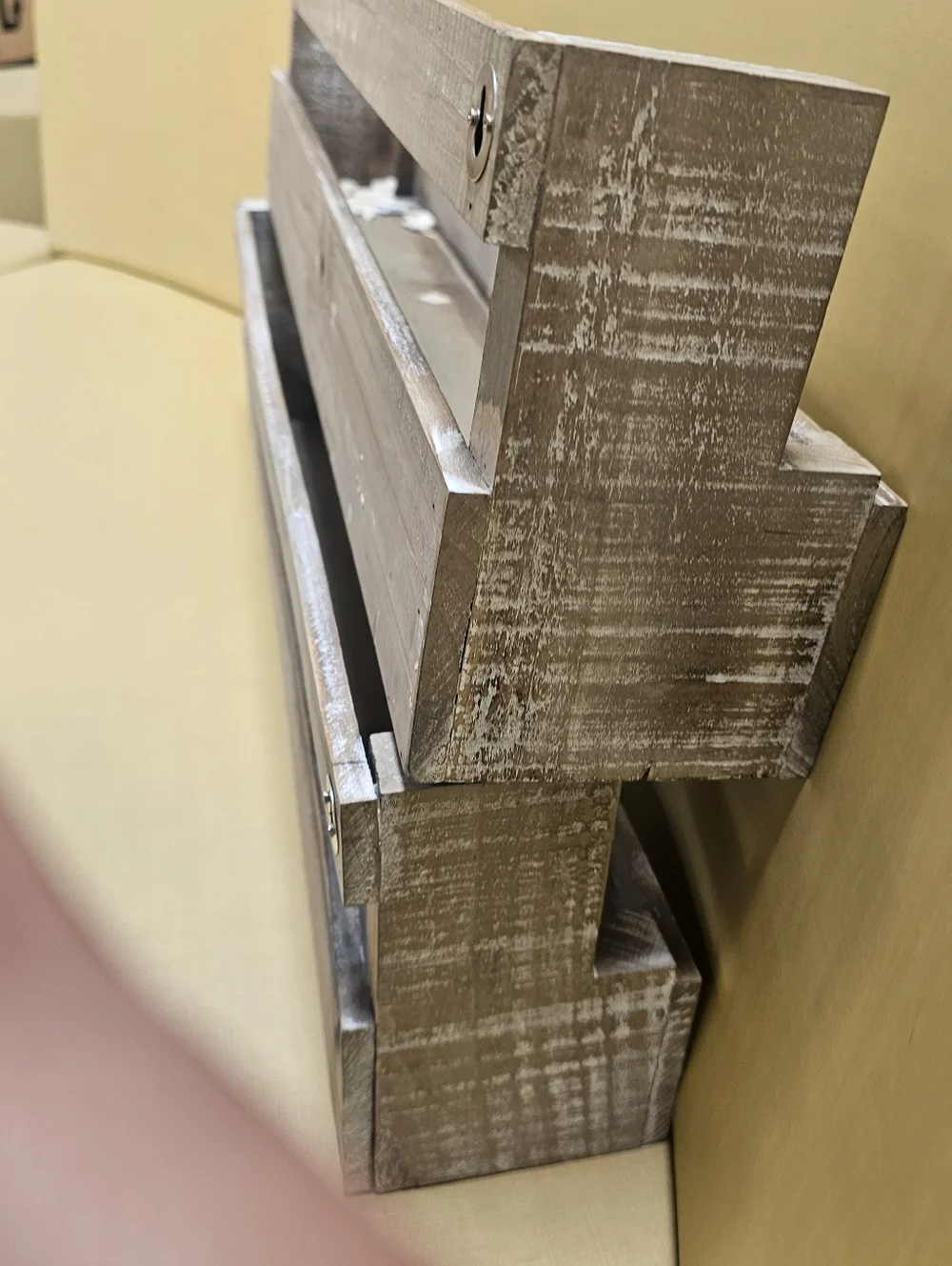 2 Pack Floating Book + Display Shelf - Rustic Farmhouse White Wash 28